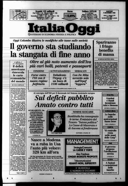 Italia oggi : quotidiano di economia finanza e politica